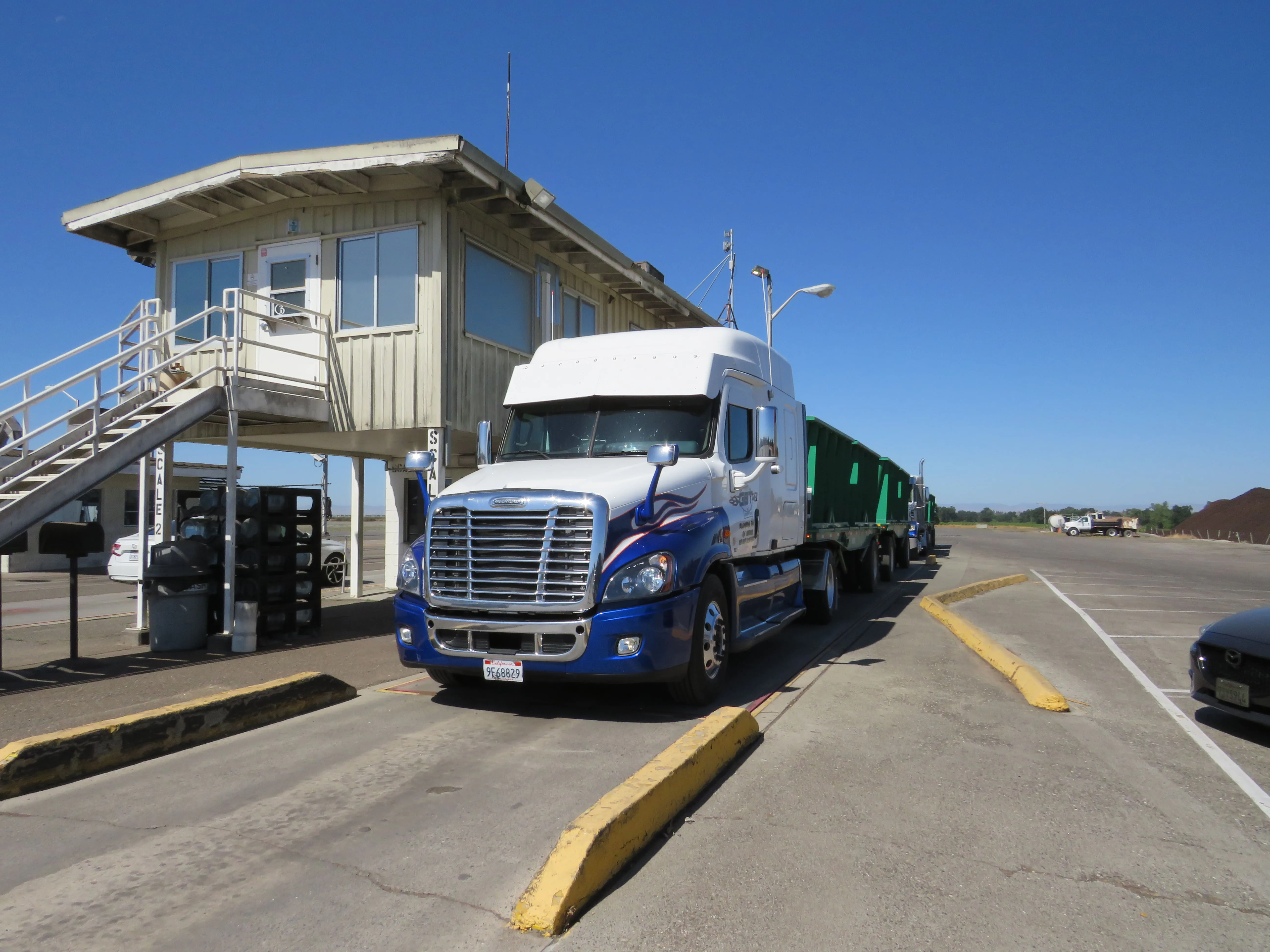 Ag trucking transportation vehicle at weight station
